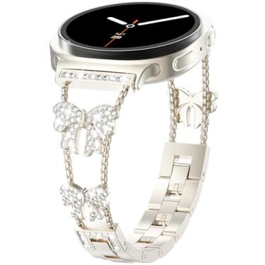 Imagem de Surace Compatível com Samsung Galaxy Watch 8 de 40 mm e 44 mm/Galaxy Watch 8 Classic de 46 mm, pulseira de metal elegante com laço de diamante e strass para Galaxy Watch8