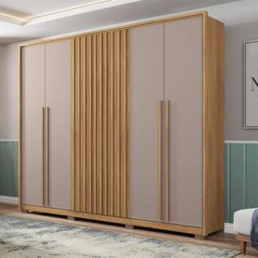 Imagem de Guarda Roupa Casal Ibiza Ripado 6 Portas de Bater 6 Gavetas 268cm MDP 