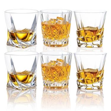 Imagem de BPFY Conjunto de copos de uísque à moda antiga de 170 a 290 ml, copos de cristal sem chumbo, 3 formas distintas, copo de bourbon Lowball para uísque, rum, coquetel, licor, álcool - presente premium