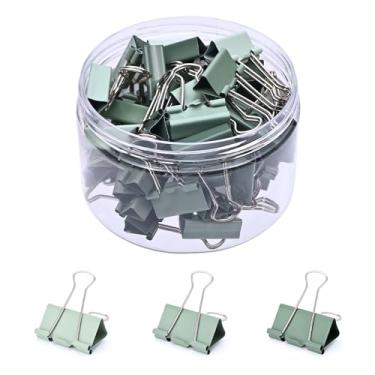 Imagem de Temiary Clipes de fichário estéticos, clipe de fichário de metal pequeno de 2 cm com recipiente de armazenamento transparente, grampos de papelada de encadernação para professores escolares materiais