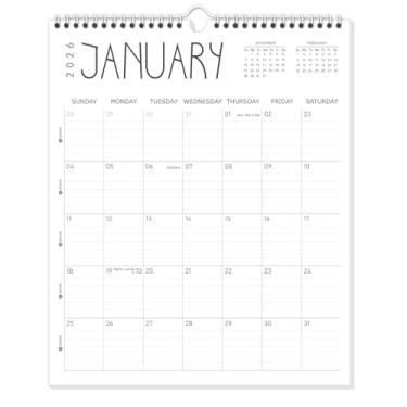 Imagem de Guasslee Calendário de parede 2025-2026, calendário vertical de 29,2 x 35,5 cm 2025, calendário de mesa/parede de 19 meses, de junho de 2025 a 2026, planejador de pendurar mensalmente, encadernado em