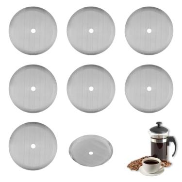Imagem de 8 filtros de substituição de prensa francesa de substituição de filtros de malha, filtro de prensa francesa, tela de substituição de aço inoxidável de 10 cm, para cafeteiras de 1000 ml, 800 ml, 350 ml