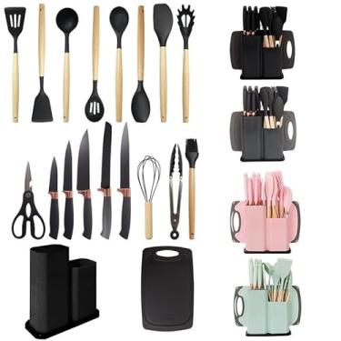 Imagem de Kit Conjunto Com 19/12 Peças Utensílios Silicone Faca Jogo Completo Cozinha Batedeira Pegador Colher(Aleatorio/kit 19)
