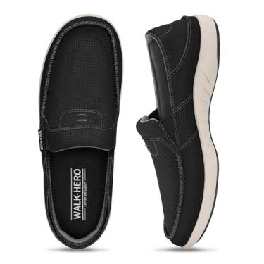 Imagem de Sapatos masculinos sem cadarço, mocassins respiráveis para homens com suporte de arco, sapatos de barco confortáveis, mocassins ortopédicos antiderrapantes para uso interno e externo com salto