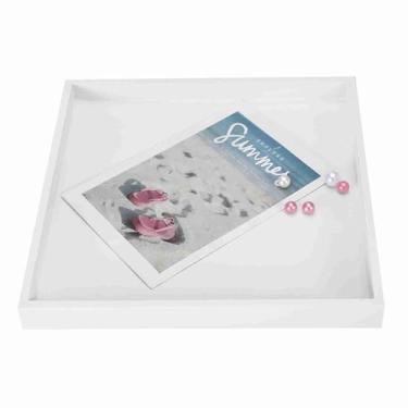 Imagem de Generic Bandeja de Madeira, Organizador de Armazenamento de Desktop, Bandeja Branca para Jóias, Comida, Cosméticos e Muito Mais Com Organizador, Escovas de Maquiagem