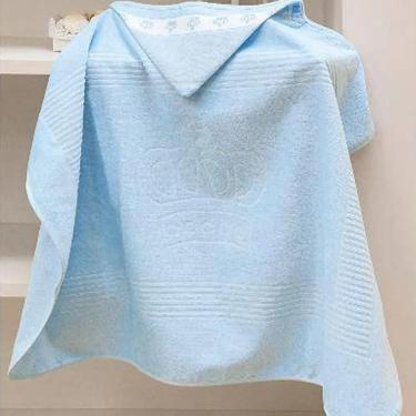 Imagem de Toalha Banho Com Capuz Dohler Para Bordar Baby Azul 90 X 70