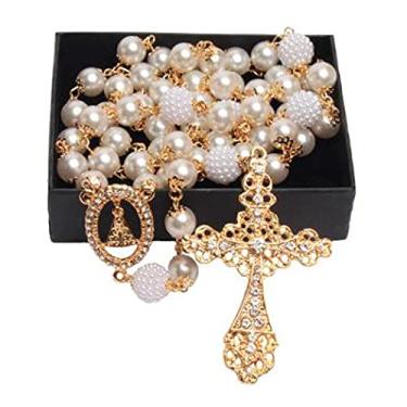 Imagem de Terço De Noiva Banhado A Ouro Perolas Brancas Aparecida