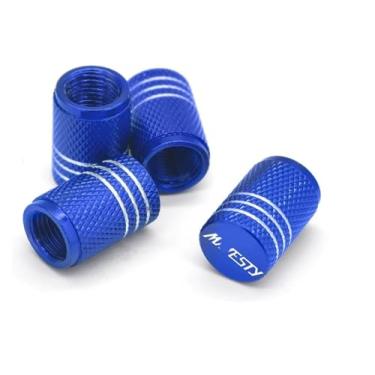 Imagem de Tampas de válvula de pneu de roda Capas de haste de aro de pneu para motocicleta à prova de pó compatível com Y&AMAHA Majesty250 Majesty400 Majesty125 Majesty 250 400 125 (4 peças azuis)