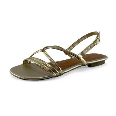 Imagem de Sandália Feminina Rasteirinha Tiras Moda Verão Atemporal Bico Redondo