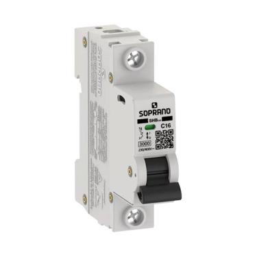 Imagem de Disjuntor Soprano Din Unipolar 16A SHB-GIII Curva C Branco