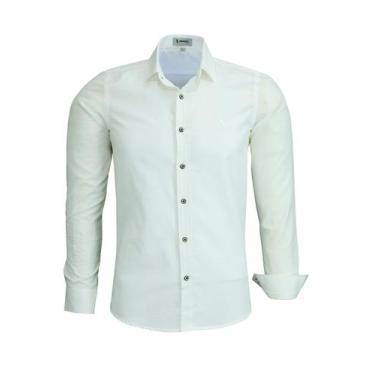 Imagem de Camisa Social Amil Masculina Slim Manga Longa Sem Bolso 1863, Off whit