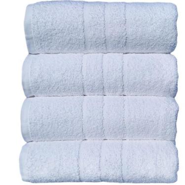 Imagem de Kit: 4 Toalhas de Rosto Hotel Brancas Dubai Costura Dupla - Lufamar