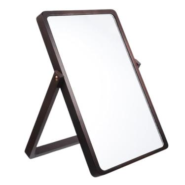 Imagem de TLTDSMY Espelho de mesa vintage espelho dobrável decoração de casamento espelho de maquiagem em pé espelho de maquiagem espelho de madeira espelho dobrável topo de mesa moda madeira espelho prata