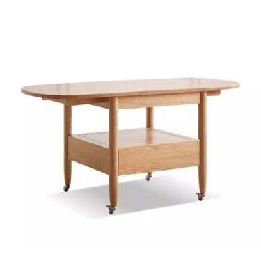 Imagem de Mesa central de madeira maciça mesa de centro moderna simples carvalho dobrável móvel mesa de chá nórdica pequeno apartamento sala de estar mesa de chá mesa de quarto