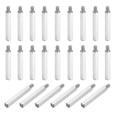 Imagem de PATIKIL 48 peças M4 x 35 mm + 6 mm macho fêmea hexagonal, espaçador de placa-mãe PCB de ferro niquelado para gabinetes de computador, placas de circuito, drone FPV, quadricóptero, prata