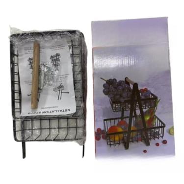 Imagem de Fruteira de Mesa com 2 Andares Dupla Cesto de Frutas Aramado Metal Organizador Frutas Legumes 34x32x20cm(1PC-T)