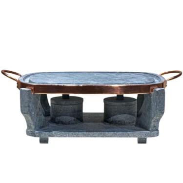 Imagem de Churrasqueira Para Carne Churrasco 32x22 Cm Pedra Sabão Com Rechaud Fogareiro