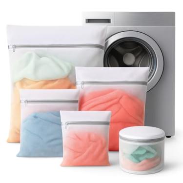 Imagem de Buenido Kit com 5 Sacos para Lavagem de Roupas Delicadas e Íntimas – Protege Peças na Máquina de Lavar, Fecho com Zíper Reforçado, Multi-Tamanhos, Ideal para Lingerie, Meias e Camisetas