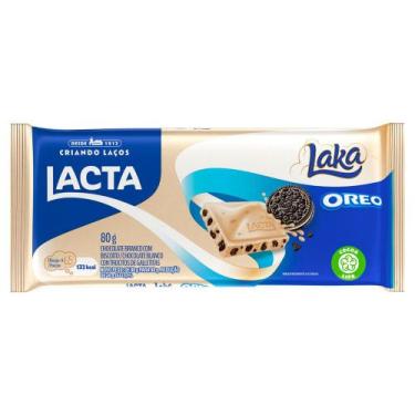 Imagem de Chocolate Lacta Laka Oreo 80g, Chocolate branco com biscoito Oreo