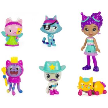Imagem de Conjunto de Figuras Temáticas de Celebração com Gabby Girl e 5 Cat Toy Figures - Acessórios Surpresa de Dollhouse, Brinquedos para Meninas