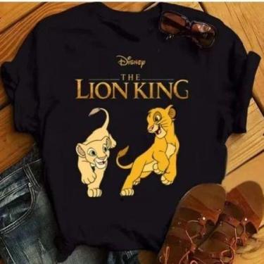 Imagem de Camiseta T- shirt Feminina Preta Rei Leão - Camisa 100% Algodão Premiu