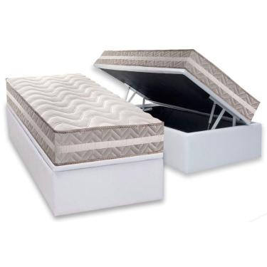 Imagem de Conjunto Box Baú Solteiro: Colchão Molas Paropas D33 D45- Pro Sono Double Face Prata + Base Crc Courano White (88x188)
