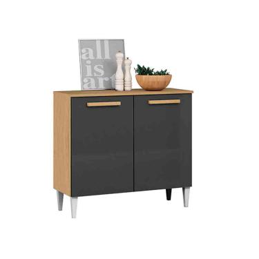 Imagem de Balcão Cozinha com Tampo 92cm 2 Portas Nicole Atacama/Grafite A09 - D'Rossi