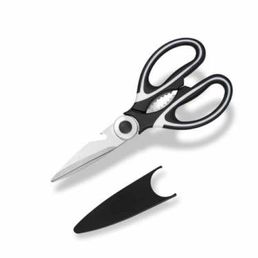 Imagem de Tesoura Premium de Cozinha Multiuso Aço Inoxdavél com Bainha Protetora Cortes Precisos Carne Frango Peixe Legumes Uso Profissional e Doméstico 21 cm