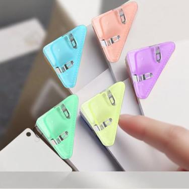 Imagem de Conjunto de fichário triangular de plástico multicolorido, 5 peças, para escritório e escola, clipes de papel coloridos, cores transparentes
