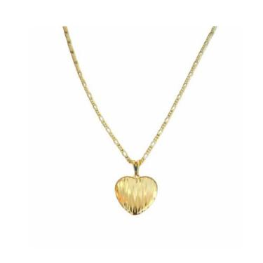 Imagem de Colar Coração Estilizado Laminado Banhado Ouro 18k - MIXFOLHEADOS