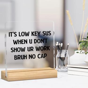 Imagem de Engraçado ensino médio inglês decoração de sala de aula presentes para professores decoração de acrílico placa para prateleira de mesa 10 x 10 centímetros