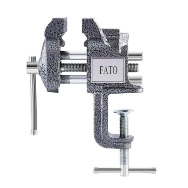 Imagem de FATO Torno de mesa de 7,6 cm Torno de banco de mesa com grampo de ferro 7,4 cm Largura da mandíbula 6,6 cm Abertura da mandíbula para marcenaria, uso em oficina doméstica e trabalho DIY, preto