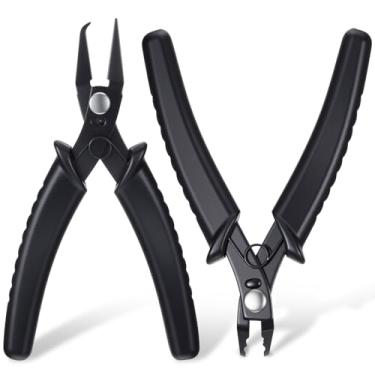 Imagem de 2 peças de alicates de anel dividido, alicate de crimpagem portátil de metal premium, alicate aberto para fazer joias, contas, artesanato, artesanato, colar, pulseira, suprimentos de reparo, preto