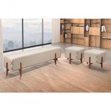 Imagem de Recamier Eros Luxo Madeira Maciça Castellar Móbile Corino Off White Corino Off White