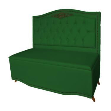 Imagem de Kit Cabeceira E Calçadeira Baú Julia King 195 Cm Com Taxas Suede Verde Sj Móveis E Deco...