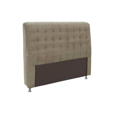 Imagem de Painel de Cama Box Estofada Casal Dama Plus Suede Marrom Taupe - Simbal