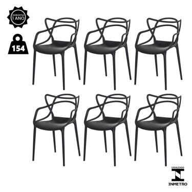 Imagem de Kit 6 Cadeiras Allegra Preta Sala Cozinha Jantar
