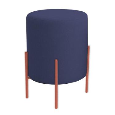 Imagem de Puff Orgânico Boucle Thor Com Pés De Ferro Rosê - 7 Decor Azul Marinho