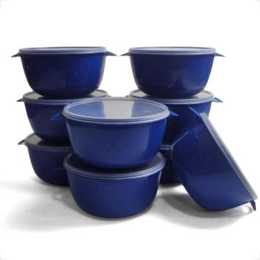 Imagem de Kit Potes Bowl Plástico 1L Tampa Cristal Cozinha Marmita 20 Unidades -