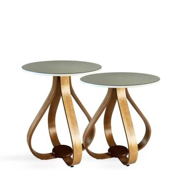 Imagem de Conjunto Mesa Lateral De Canto Pés Cebola Espelhada Branco