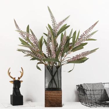 Imagem de QFSH 3 peças de spray de flores artificiais Banksia com folhas verdes, arranjo floral de seda realista para buquês de casamento, decoração de casa (vermelho)