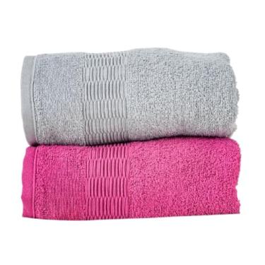 Imagem de Toalha de Banho Gigante, Kit 2 Toalhas Banhão Banho Gigante 72x130cm 460g(Prata e Fucsia)