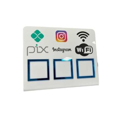 Imagem de Placa Pix Display Mesa Balcão PIX INSTAGRAM E WI-FI(Branco c/Azul)