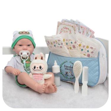 Imagem de Boneco Reborn Menino Realista Pode Banho + Kit Acessórios - Cegonha Re