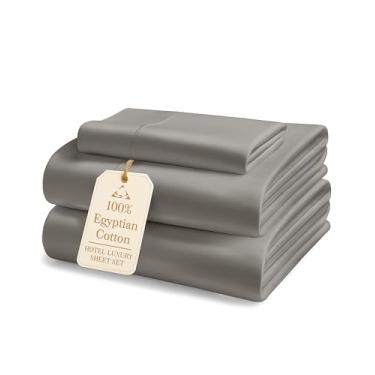 Imagem de LANE LINEN Lençóis Twin GG 100% algodão egípcio - 1000 fios, macios e confortáveis, resistentes ao desbotamento, certificados pela Oeko-Tex, lençóis de algodão produzidos de forma sustentável Twin XL