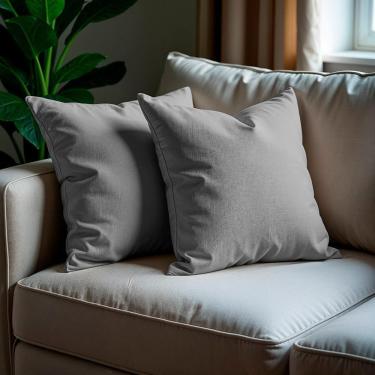 Imagem de Kit 2 Capas De Almofadas Boucle Cinza Claro 45x45cm Cama Inbox