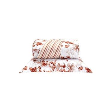 Imagem de Cobre Leito 2 Peças Solteiro Percal 200 Fios Colori 100% Poliéster - Folhas Secas