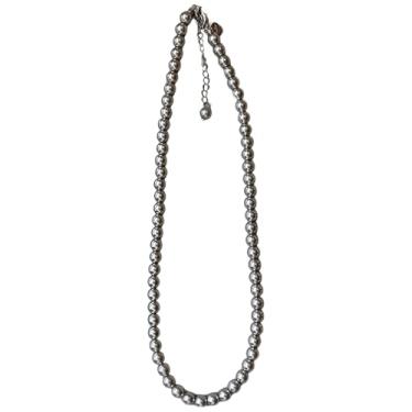 Imagem de Colar de pérolas cinza prata 6 mm, elegante feminino 15,7 cm colar suéter de pérola com 2 em corrente extensível