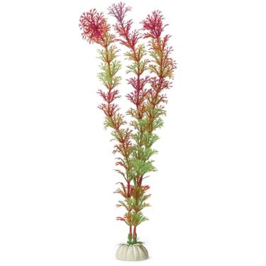 Imagem de D & K Exclusives Plantas artificiais de aquário, pacote com 10 decorações de aquário de plástico de 20 cm, decoração colorida de paisagem aquática para água doce, tanques tropicais (planta de