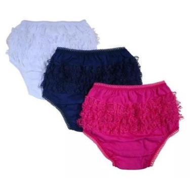 Imagem de Kit Com 6 Calcinhas Bebê Bunda Rica Renda Reativa - Batutinhas Baby, G